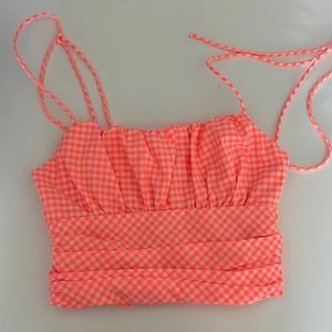 Zara Orange Gingham Top